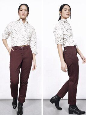 WILDFANG The Essential Trouser in Merlot Size 6 Minimalist Androgynous Office